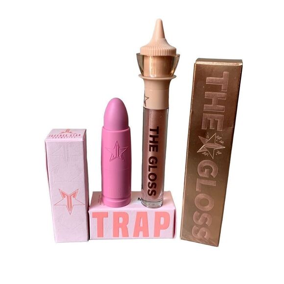 Jeffree Star Nude Lip Combo-Velvet Trap Lipstick In Celebrity Skin OG, & The Glo - Picture 8 of 11